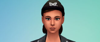 Черная шапка с белой бабочкой для Симс 4 фото