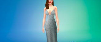 Длинное платье с глубоким вырезом для Симс 4 - фото 1