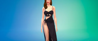 Длинное платье с узлами для Симс 4 - фото 1