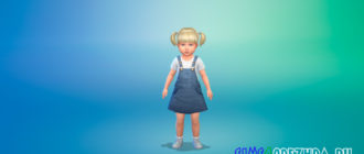 Джинсовое платье для малышей для Симс 4 - фото 1