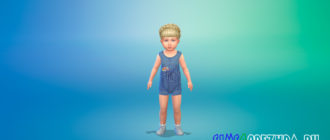 Джинсовый комбинезончик для девочек тоддлеров для Симс 4 - фото 1