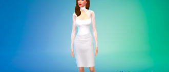 Платье-чокер с кружевными рукавами для Симс 4 - фото 1