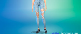 Зауженные рваные джинсы для женщин для Симс 4 - фото 1