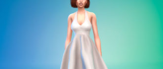 Длинное вечернее платье без рукавов для Симс 4 – фото 1