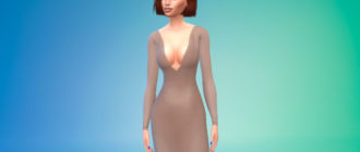 Платье-карандаш с V-образным вырезом для Симс 4 – фото 1