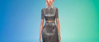 Платье с металлическим блеском для Симс 4 – фото 1