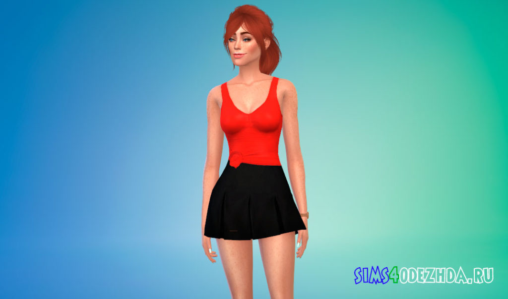 Повседневная майка с узлом для Симс 4 – фото 2