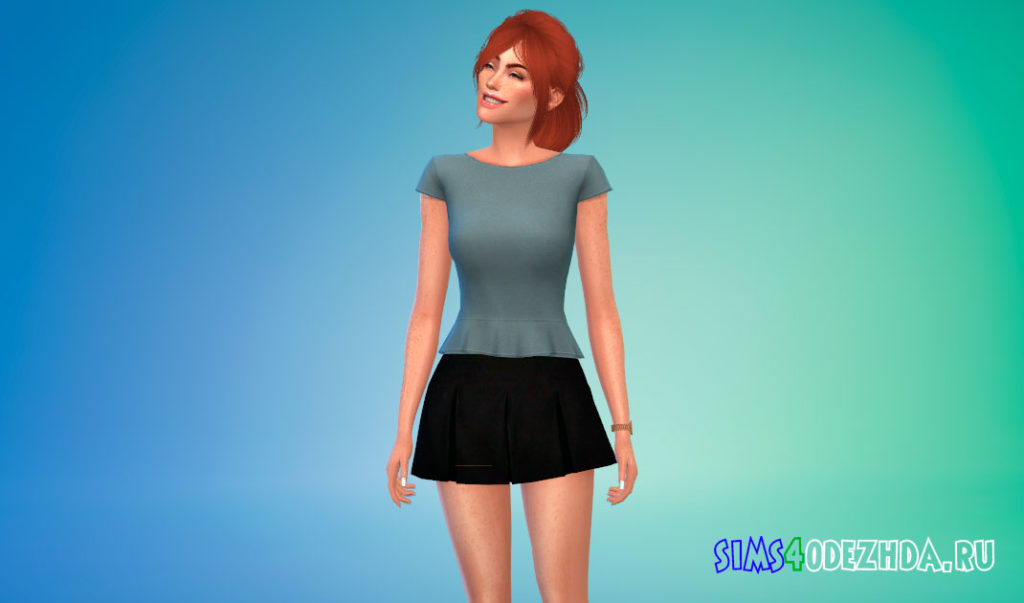 Блузка с баской для Симс 4 – фото 2