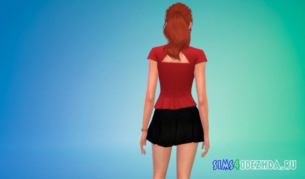 Блузка с баской для Симс 4 – фото 3