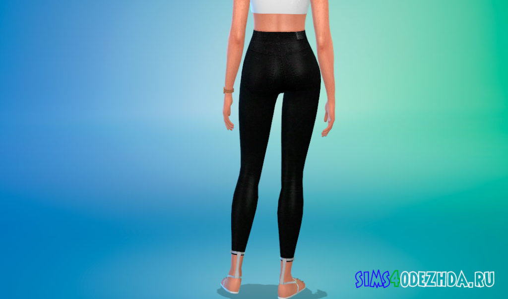 Черные джинсы с 4 пуговицами для Симс 4 – фото 3