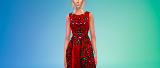 Длинное шикарное платье с вышивкой для Симс 4 – фото 1