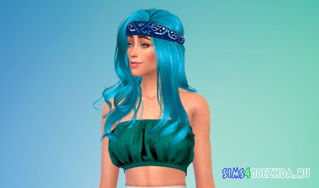 Длинные волнистые волосы с повязкой для Симс 4 – фото 3