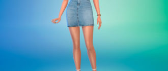 Джинсовая юбка с высокой посадкой для Симс 4 – фото 1