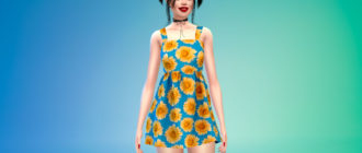 Короткое яркое платье для женщин для Симс 4 – фото 1