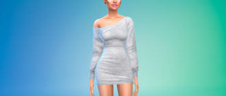 Короткое платье с открытым плечом для Симс 4 – фото 1