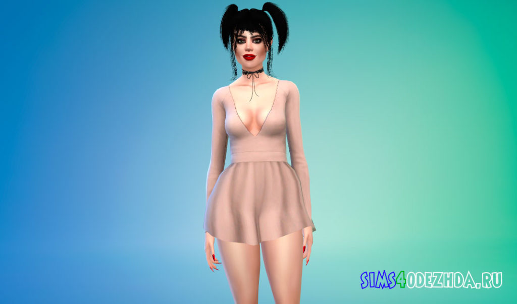 Короткое сексуальное платье с пышной юбкой для Симс 4 – фото 2