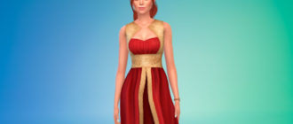 Красивое длинное платье с вышивкой для Симс 4 – фото 1