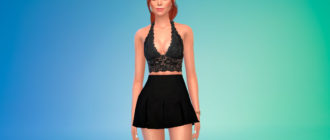 Кружевной топ на бретелях для Симс 4 – фото 1