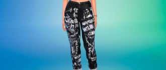 Мешковатые джинсы с принтом для Симс 4 – фото 1