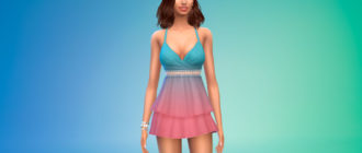 Милое многослойное платье с оборками для Симс 4 – фото 1