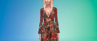 Мини-платье с цветочным принтом для Симс 4 – фото 1