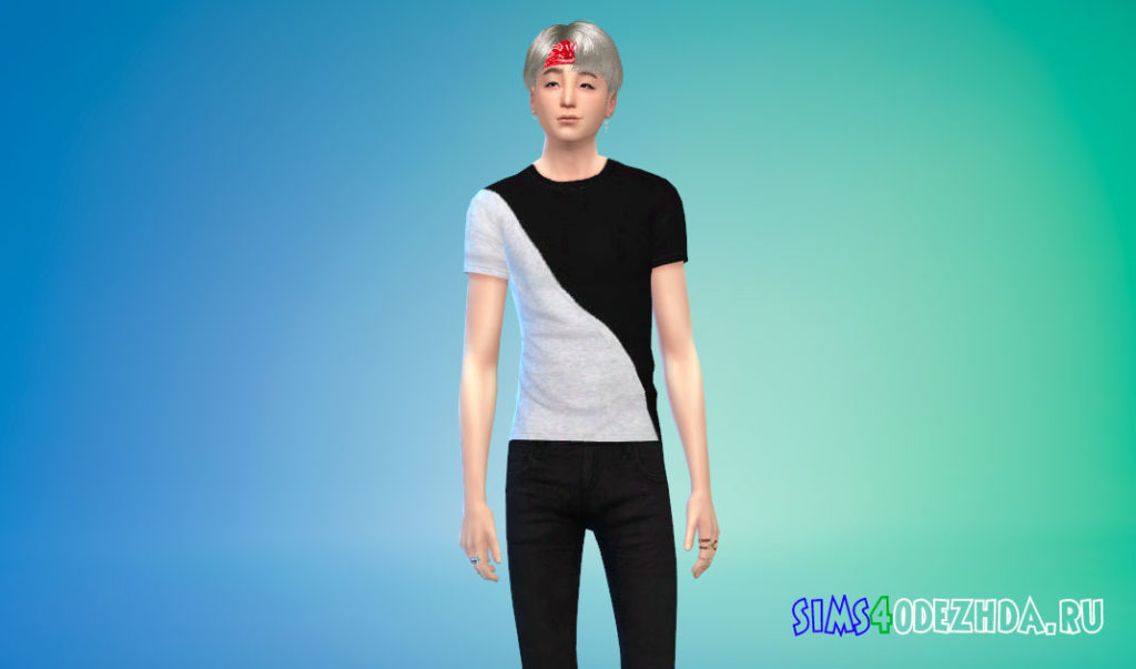 Мужская футболка с геометрическим рисунком для Симс 4 – фото 2