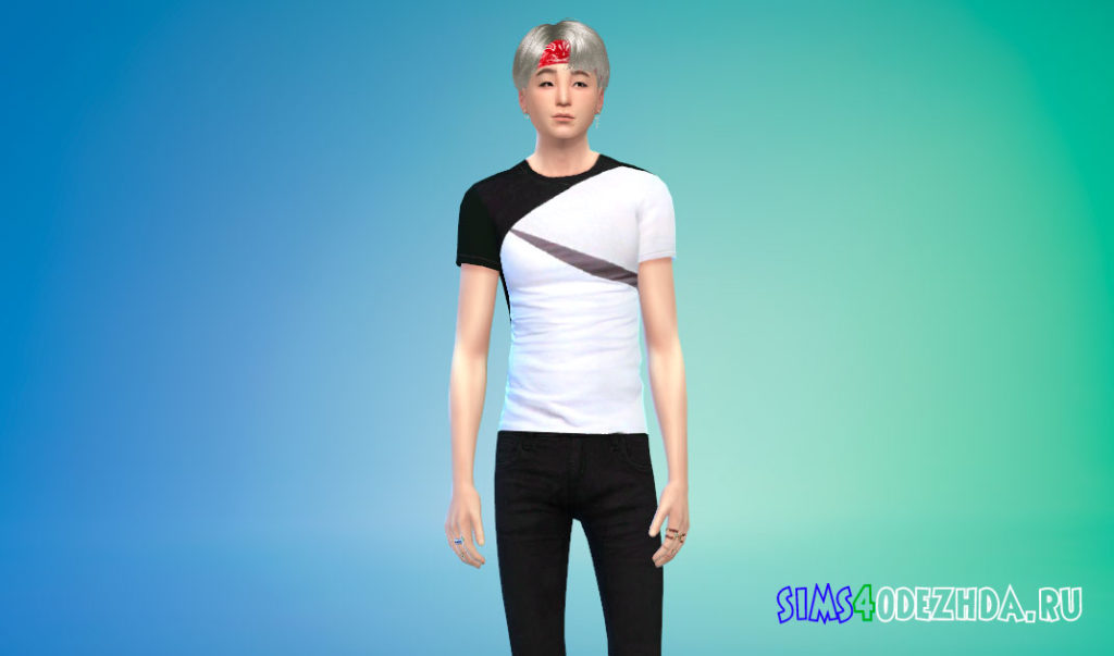 Мужская футболка с геометрическим рисунком для Симс 4 – фото 3