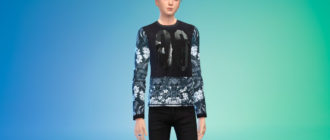 Мужской свитшот с прикольными принтами для Симс 4 – фото 1