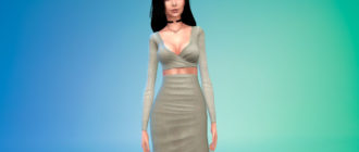 Облегающее платье с длинными рукавами для Симс 4 – фото 1