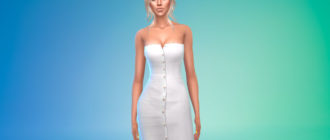 Платье миди на пуговицах для Симс 4 – фото 1