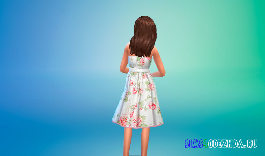 Платье с принтом роз для девочек для Симс 4 – фото 3