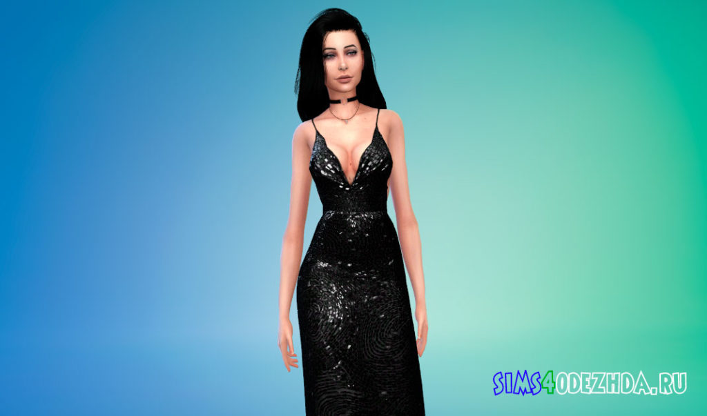 Расшитое бисером платье для Симс 4 – фото 2
