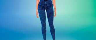 Реалистичные джинсы с высокой талией для Симс 4 – фото 1