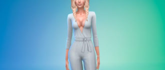 Сексуальный облегающий комбинезон с глубоким вырезом для Симс 4 – фото 1