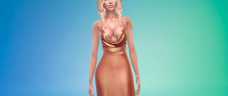 Шелковое атласное платье в пол для Симс 4 – фото 1