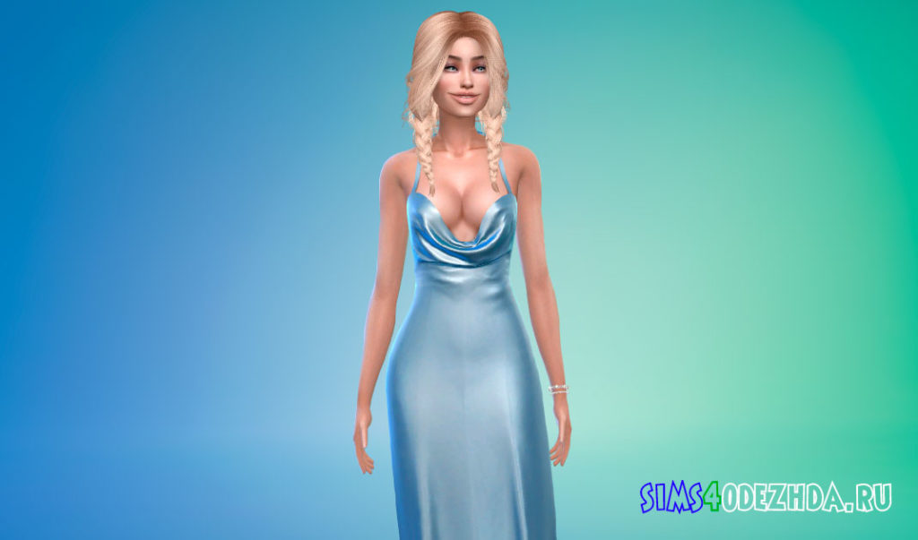 Шелковое атласное платье в пол для Симс 4 – фото 2