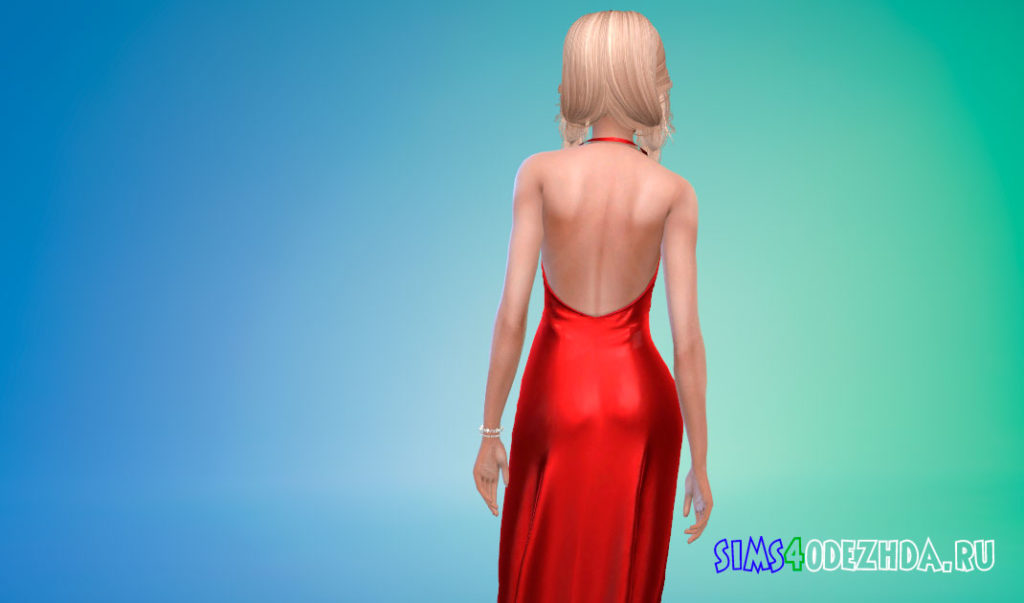 Шелковое атласное платье в пол для Симс 4 – фото 3