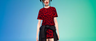 Симпатичное Т-образное платье со свитером для Симс 4 – фото 1