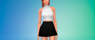 Симпатичный укороченный топ с шеей для Симс 4 – фото 1