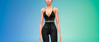 Стильный кроп-топ с полосками по бокам для Симс 4 – фото 1