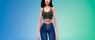 Стильный топ с повязками для Симс 4 – фото 1