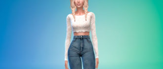 Укороченный кружевной топ для женщин для Симс 4 – фото 1