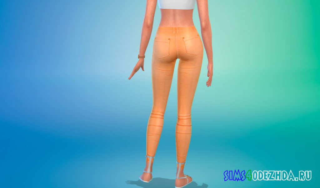 Зауженные летние джинсовые штаны для Симс 4 – фото 3