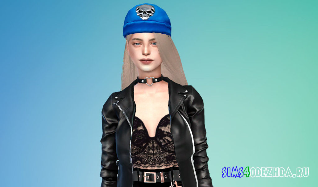 Женская бандана с черепом для Симс 4 – фото 2