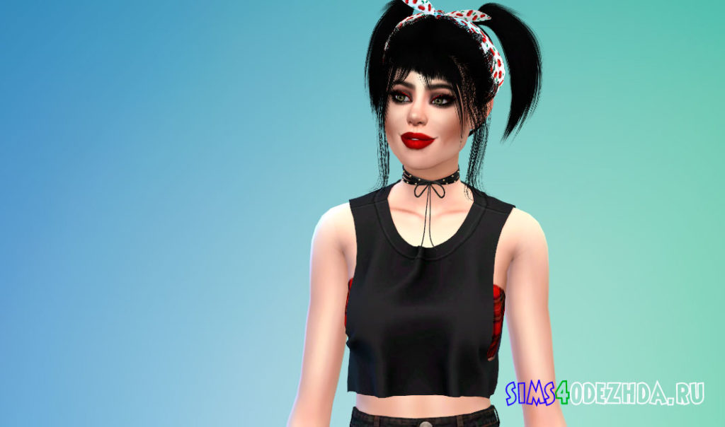 Женская бандана в ретро стиле для Симс 4 – фото 3