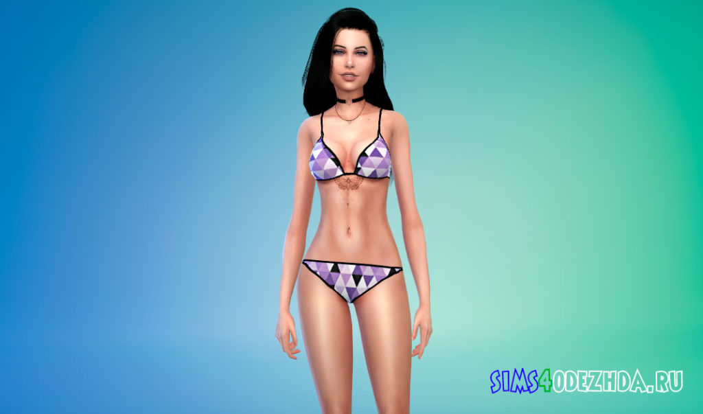 Бикини с треугольными узорами для Симс 4 – фото 2