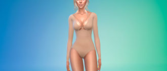 Боди с глубоким вырезом и длинными рукавами для Симс 4 – фото 1