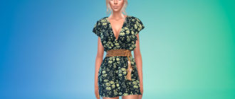 Богемное платье с поясом для Симс 4 – фото 2