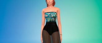 Длинное платье с прозрачным низом для Симс 4 – фото 1