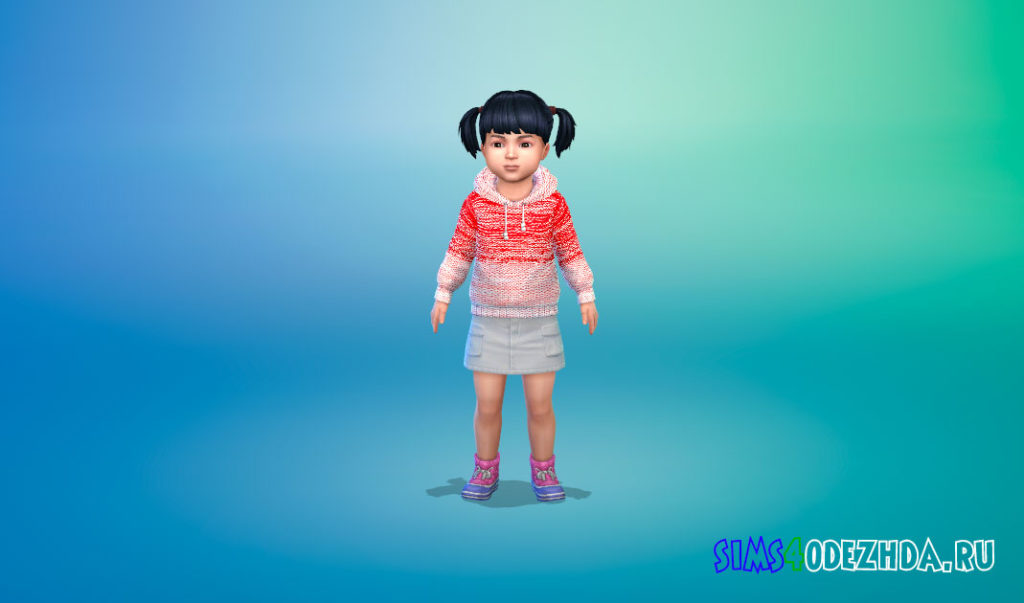 Худи для девочек-малышек для Симс 4 – фото 2